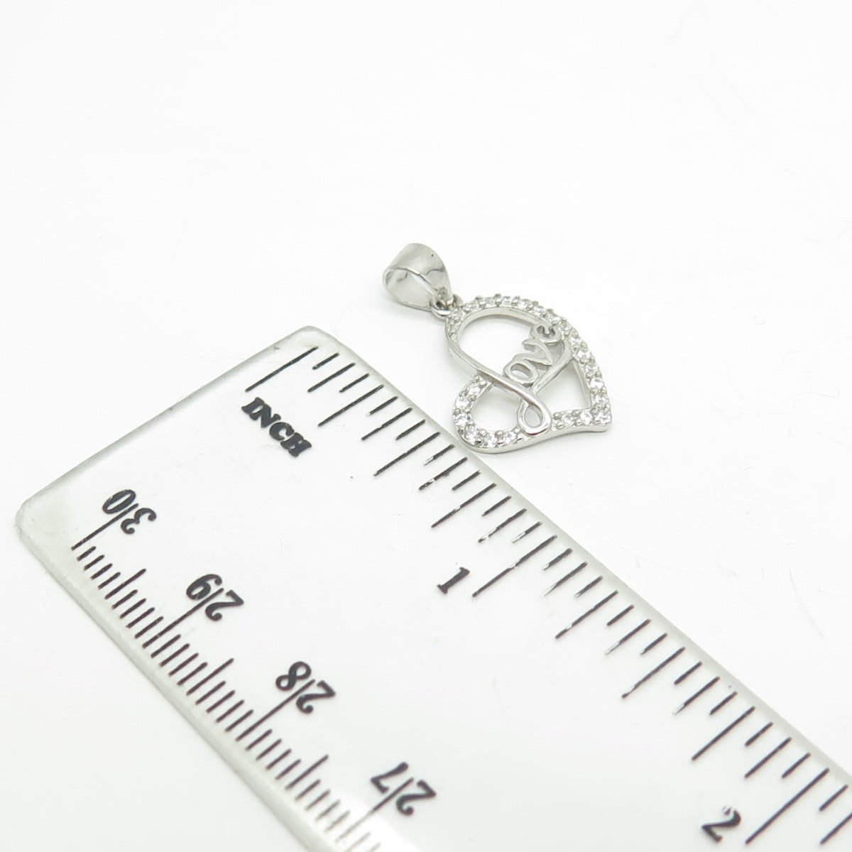 HAN 925 Sterling Silver C Z "Love" Open Heart Pendant