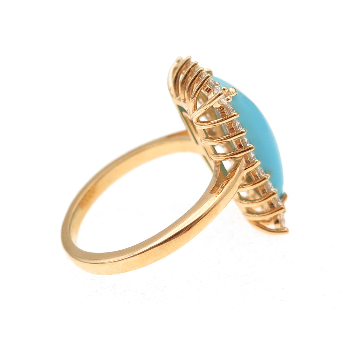 D'Joy 925 Sterling Silver Gold Plated Real Turquoise & Moissanite Ring Size 8