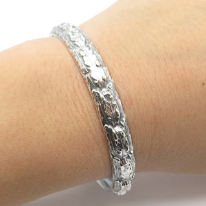 925 Sterling Silver Vintage Ornate Bangle Bracelet 7.5"