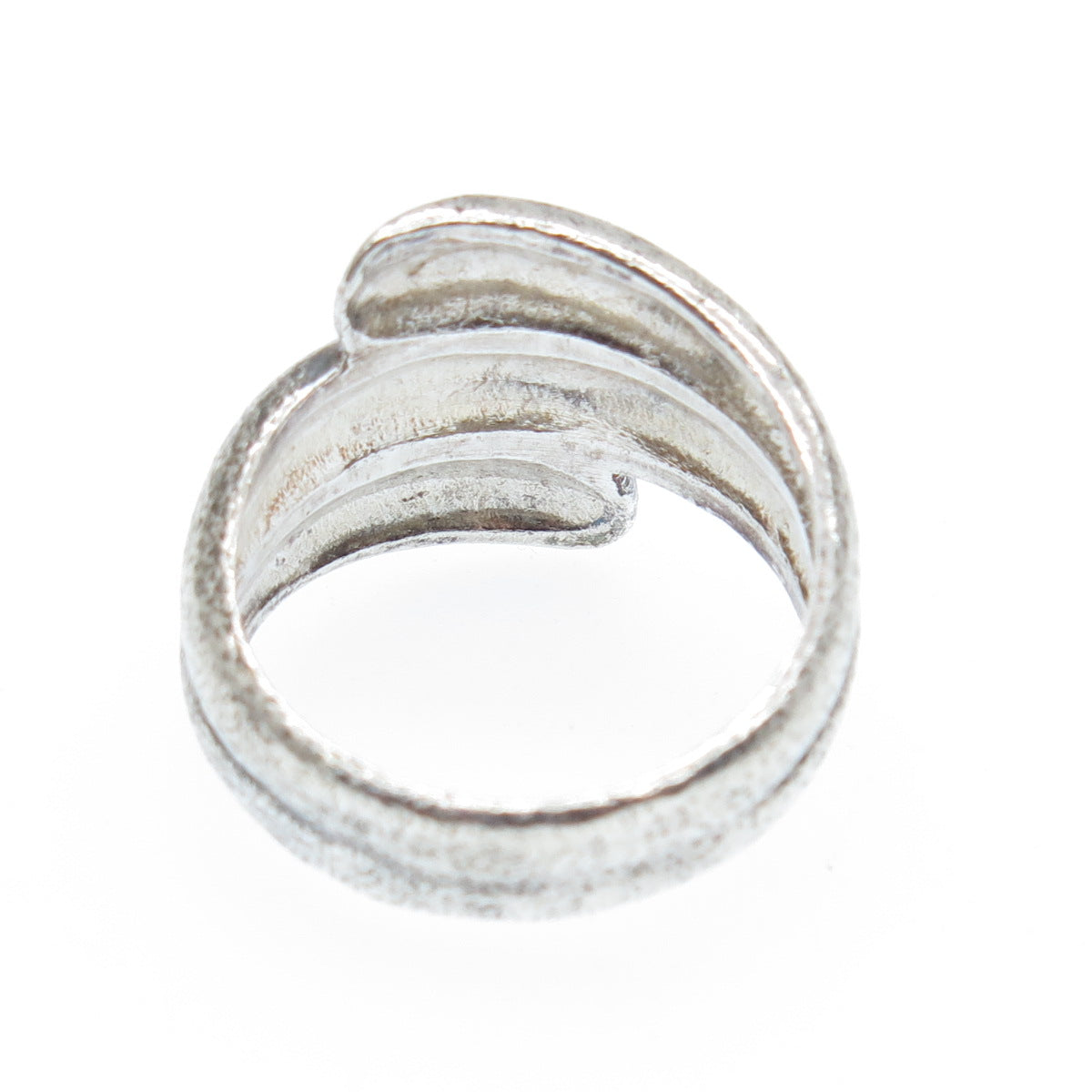 925 Sterling Silver Vintage Modernist Bypass Oxidized Ring Size 6.25