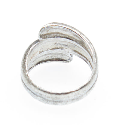 925 Sterling Silver Vintage Modernist Bypass Oxidized Ring Size 6.25