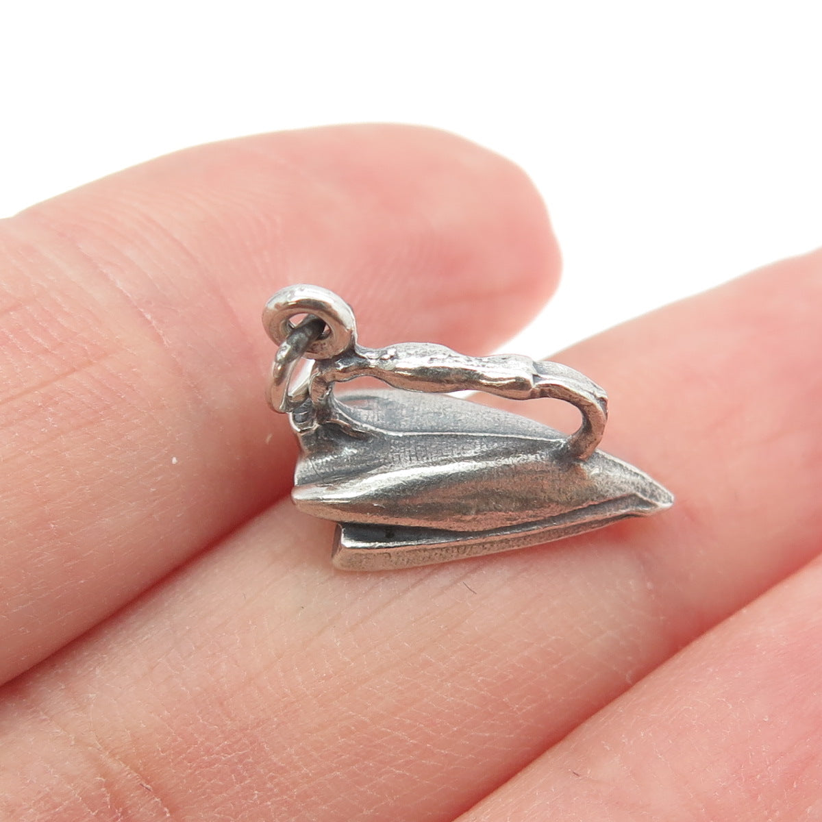 925 Sterling Silver Antique Art Deco Iron Minimalist 3D Charm Pendant