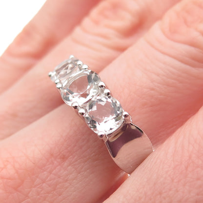 925 Sterling Silver Real Round-Cut White Topaz Engagement Ring Size 9