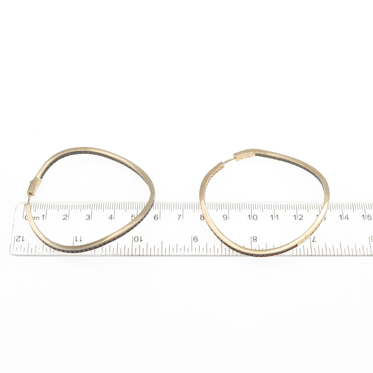 KLEO Sterling Silver Gold Plated Round-Cut Blue C Z Wavy In & Out Hoop Earrings