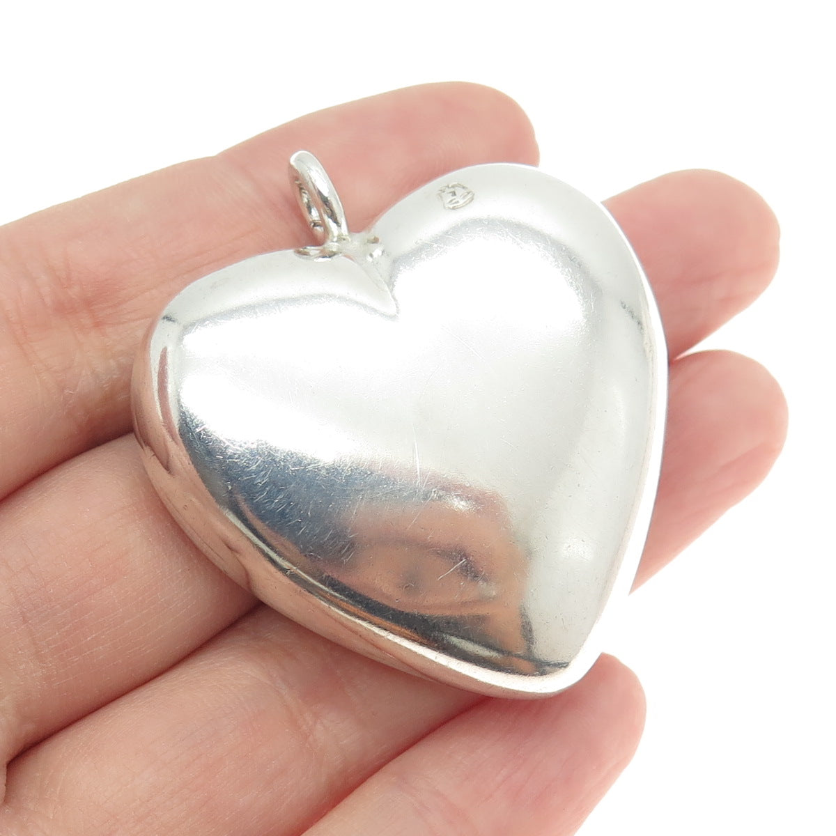 925 Sterling Silver Vintage Mexico Puffy Heart Pendant