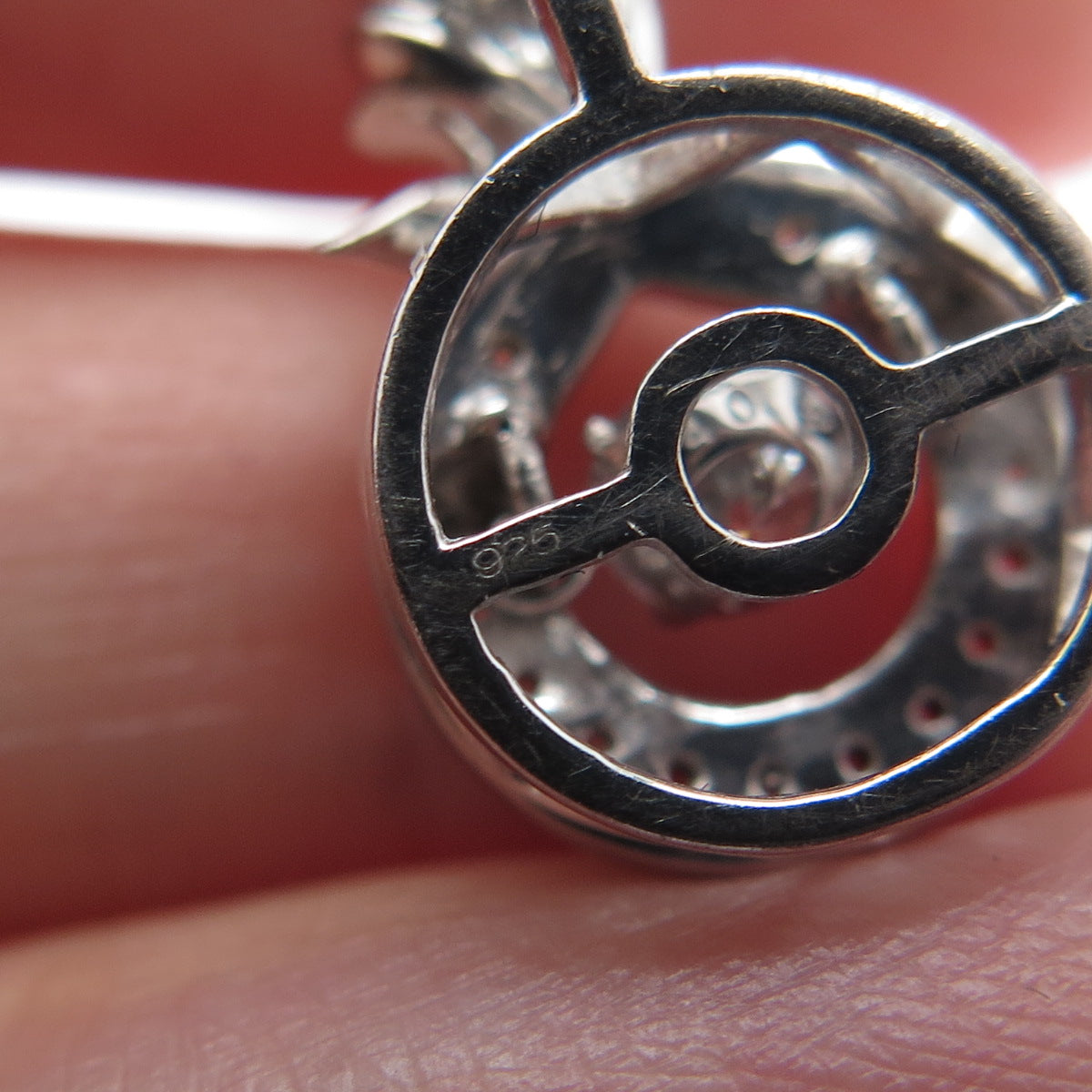 925 Sterling Silver Round-Cut C Z Rose Flower Minimalist Charm Slide Pendant