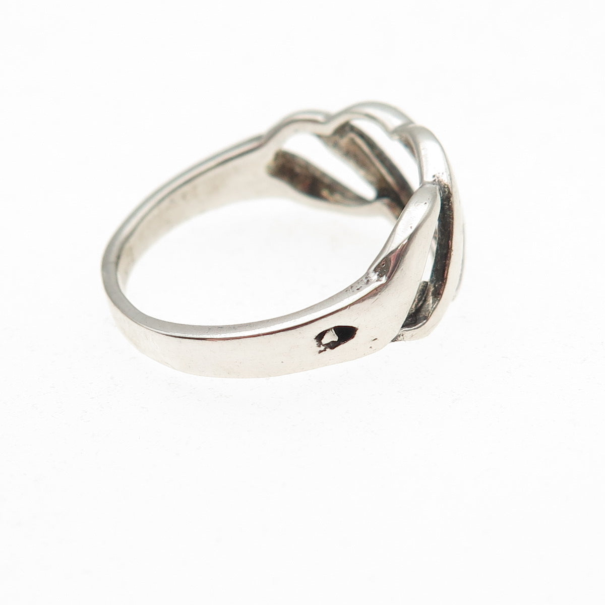 925 Sterling Silver Vintage Modernist Ribbed Oxidized Ring Size 6.75