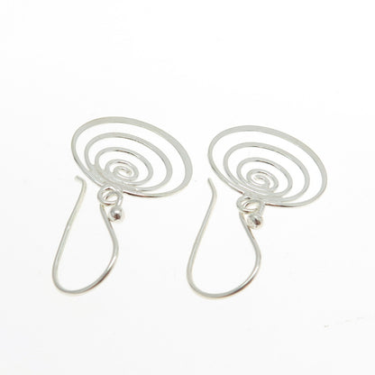 925 Sterling Silver Spiral Drop Dangling Earrings