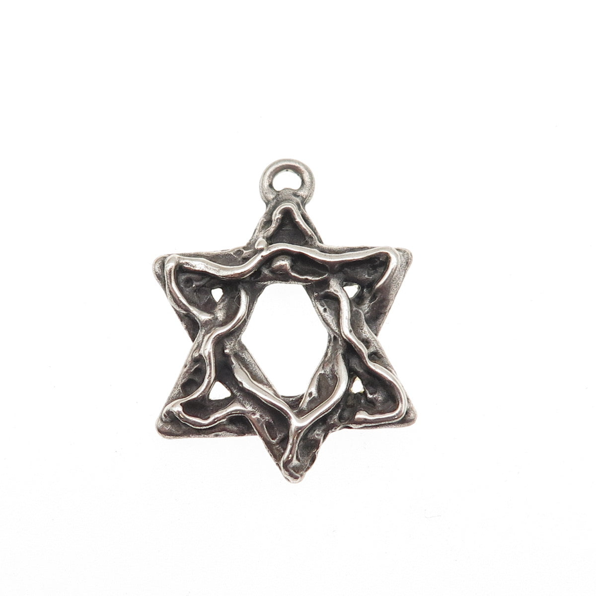 KIM 925 Sterling Silver Vintage Star of David Oxidized Charm Pendant