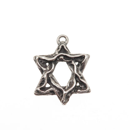 KIM 925 Sterling Silver Vintage Star of David Oxidized Charm Pendant