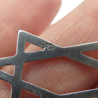 925 Sterling Silver Vintage Star of David Judaica Engraved Pendant