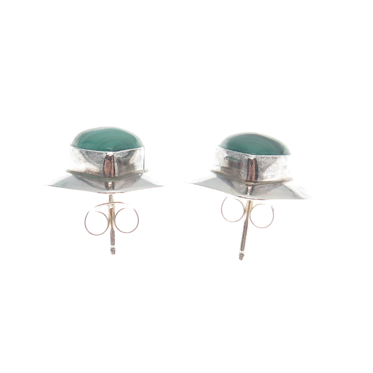 Old Pawn 925 Sterling Silver Vintage Southwestern Malachite Teardrop Earrings