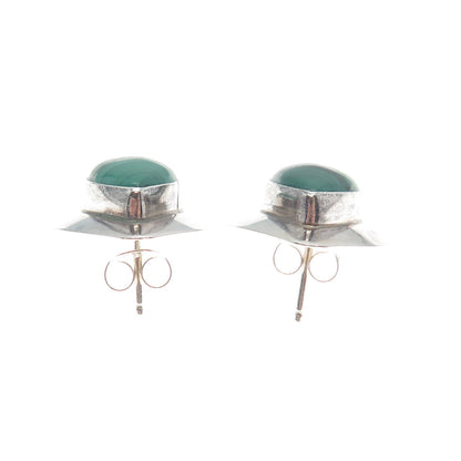Old Pawn 925 Sterling Silver Vintage Southwestern Malachite Teardrop Earrings