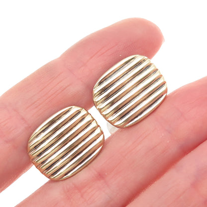 RJ JENSEN 835 Silver Gold Front Vintage Denmark Modernist Ribbed Cufflinks