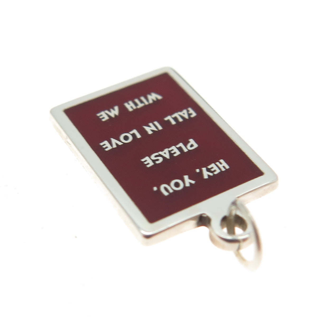 925 Sterling Silver Enamel "Hey You Please Fall In Love With Me" Charm Pendant