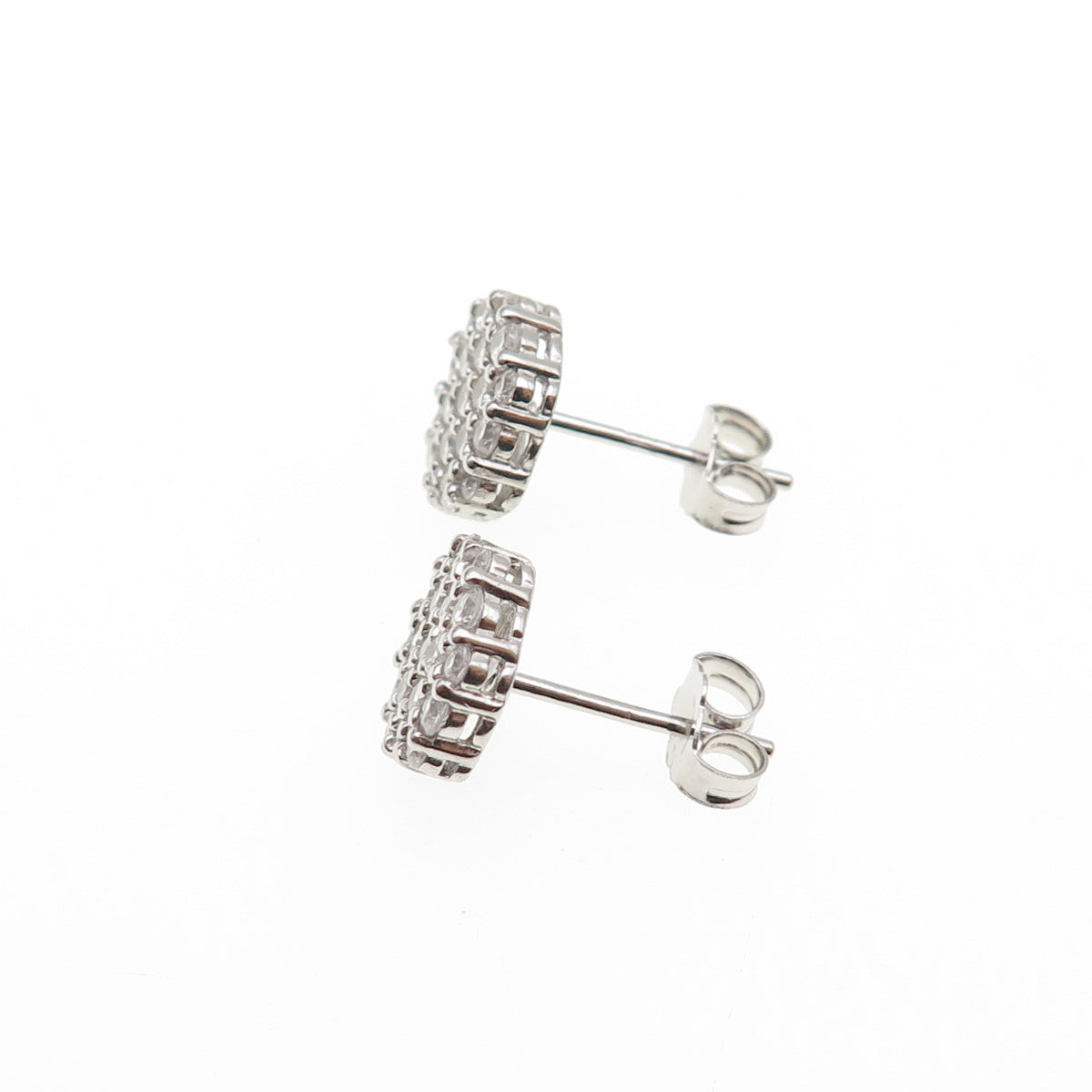 925 Sterling Silver Round-Cut C Z Stud Earrings
