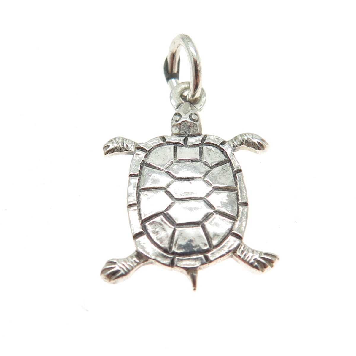 925 Sterling Silver Vintage Lucky Turtle Minimalist Charm Pendant