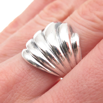 925 Sterling Silver Vintage Modernist Wing Oxidized Ring Size 7