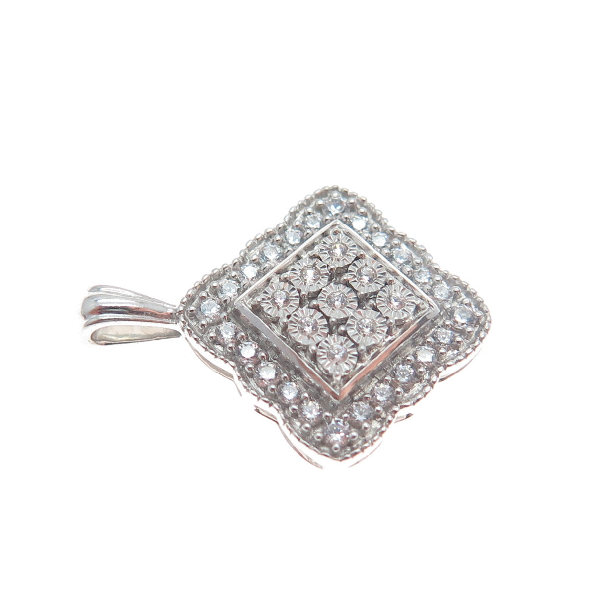 925 Sterling Silver Round-Cut Shaped C Z Diamond-Cut Minimalist Pendant