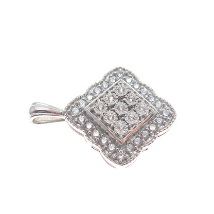 925 Sterling Silver Round-Cut Shaped C Z Diamond-Cut Minimalist Pendant