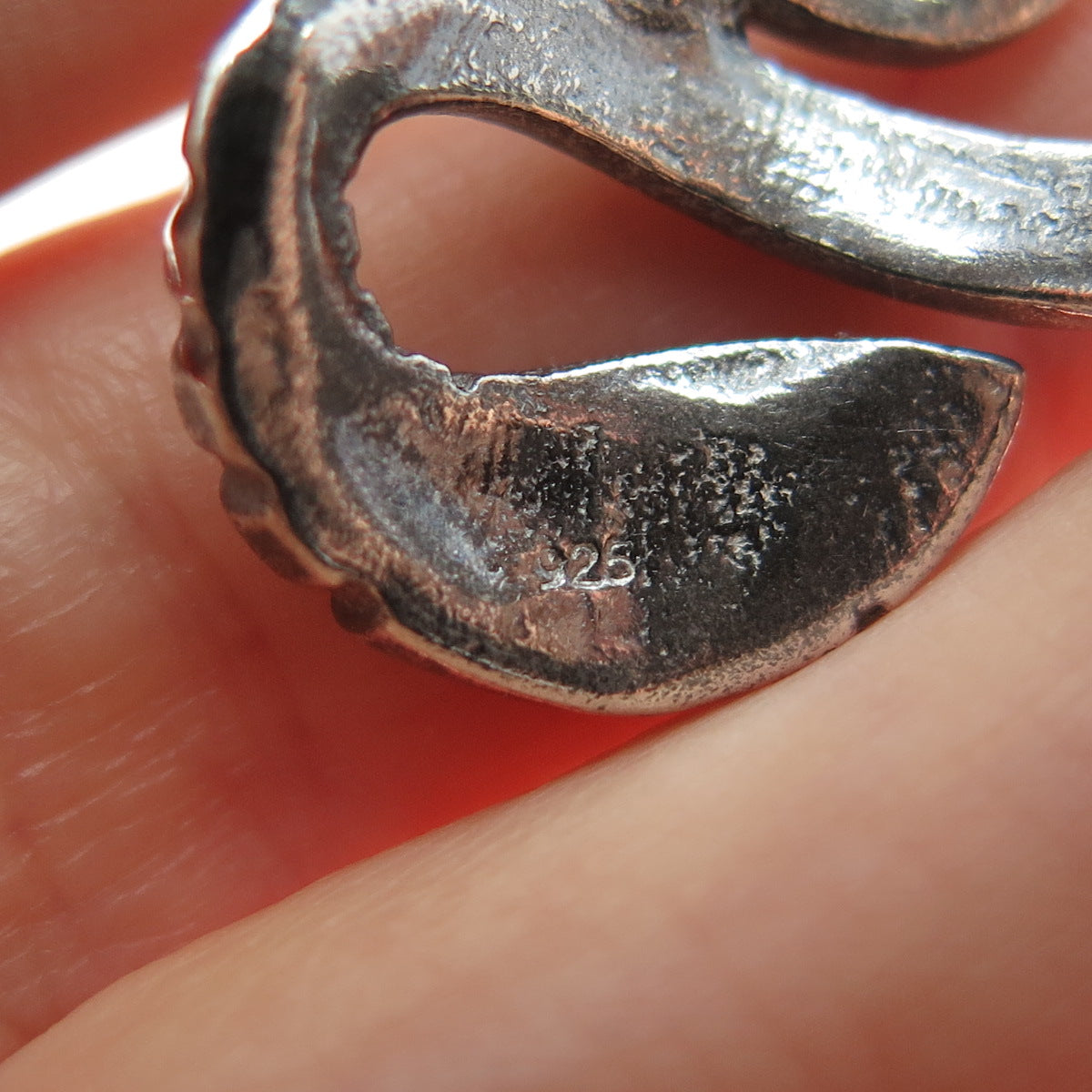 925 Sterling Silver Vintage Cobra Snake Oxidized Ring Size 8.5