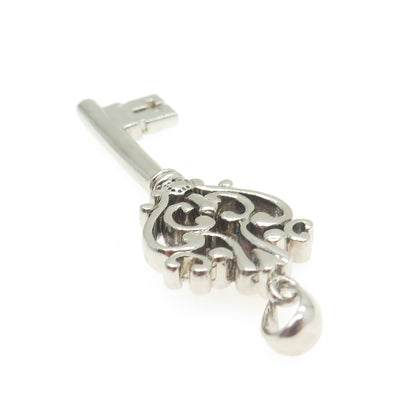 925 Sterling Silver Vintage Key Ornate Pendant