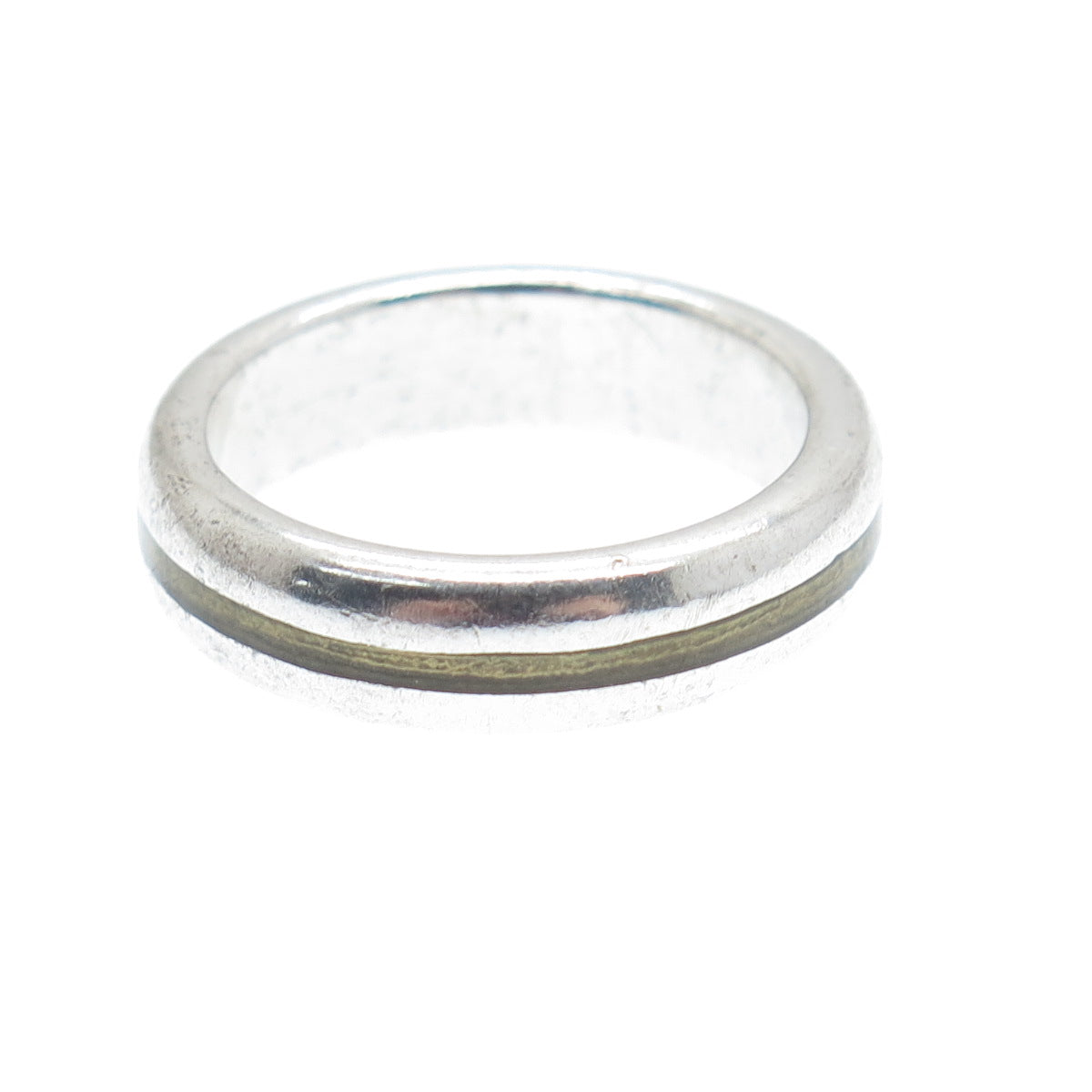 925 Sterling Silver Vintage Enamel Wedding Band Ring Size 5