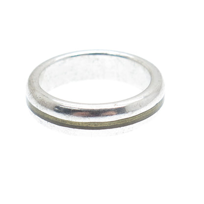 925 Sterling Silver Vintage Enamel Wedding Band Ring Size 5