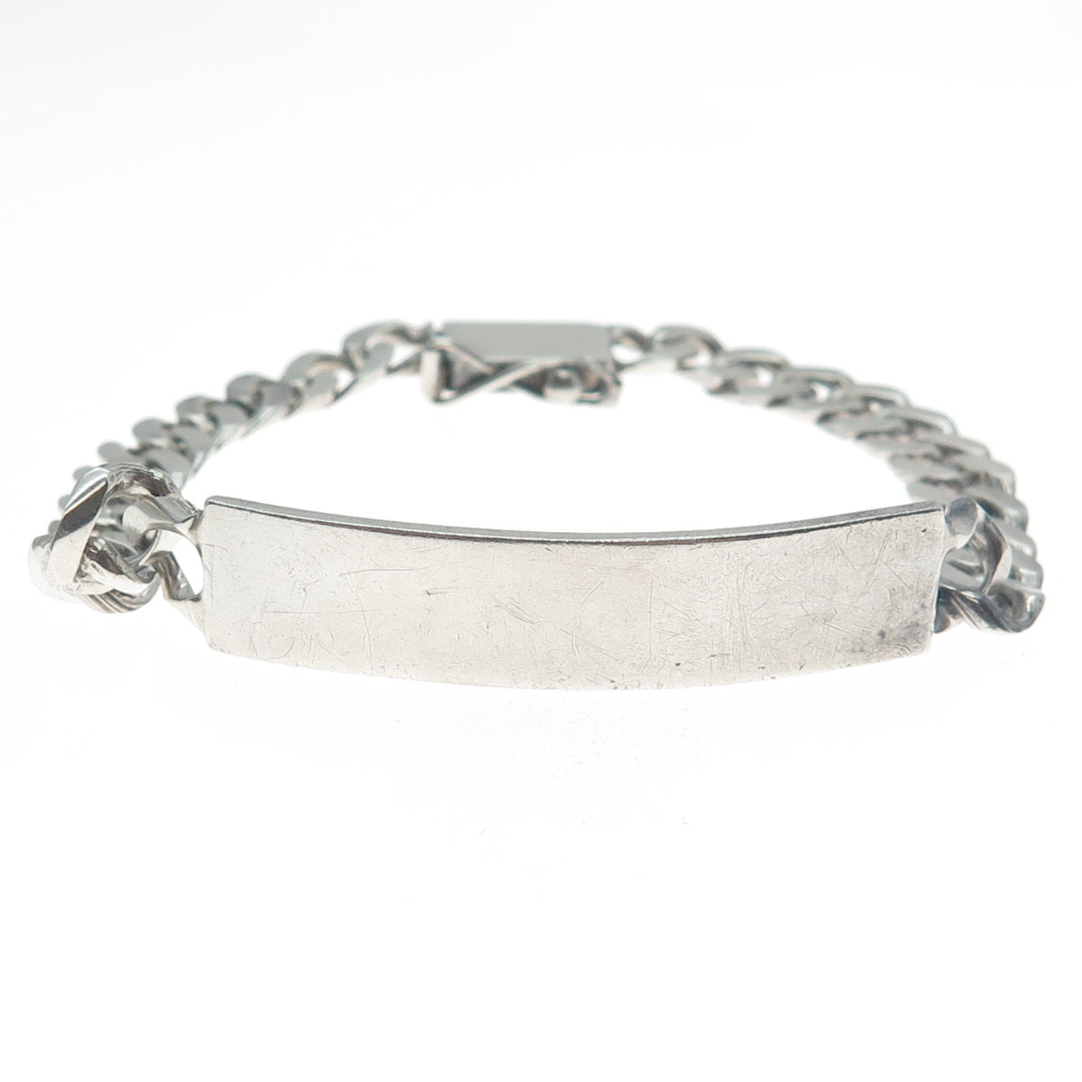 900 Silver Vintage AEP Mexico ID Curb Link Bracelet 7"