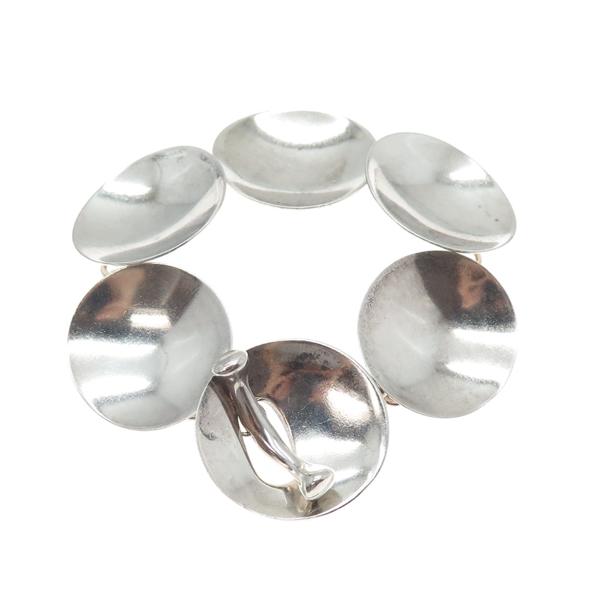 ROBERT LEE MORRIS 925 Sterling Silver Vintage Modernist Disc Link Bracelet 7"