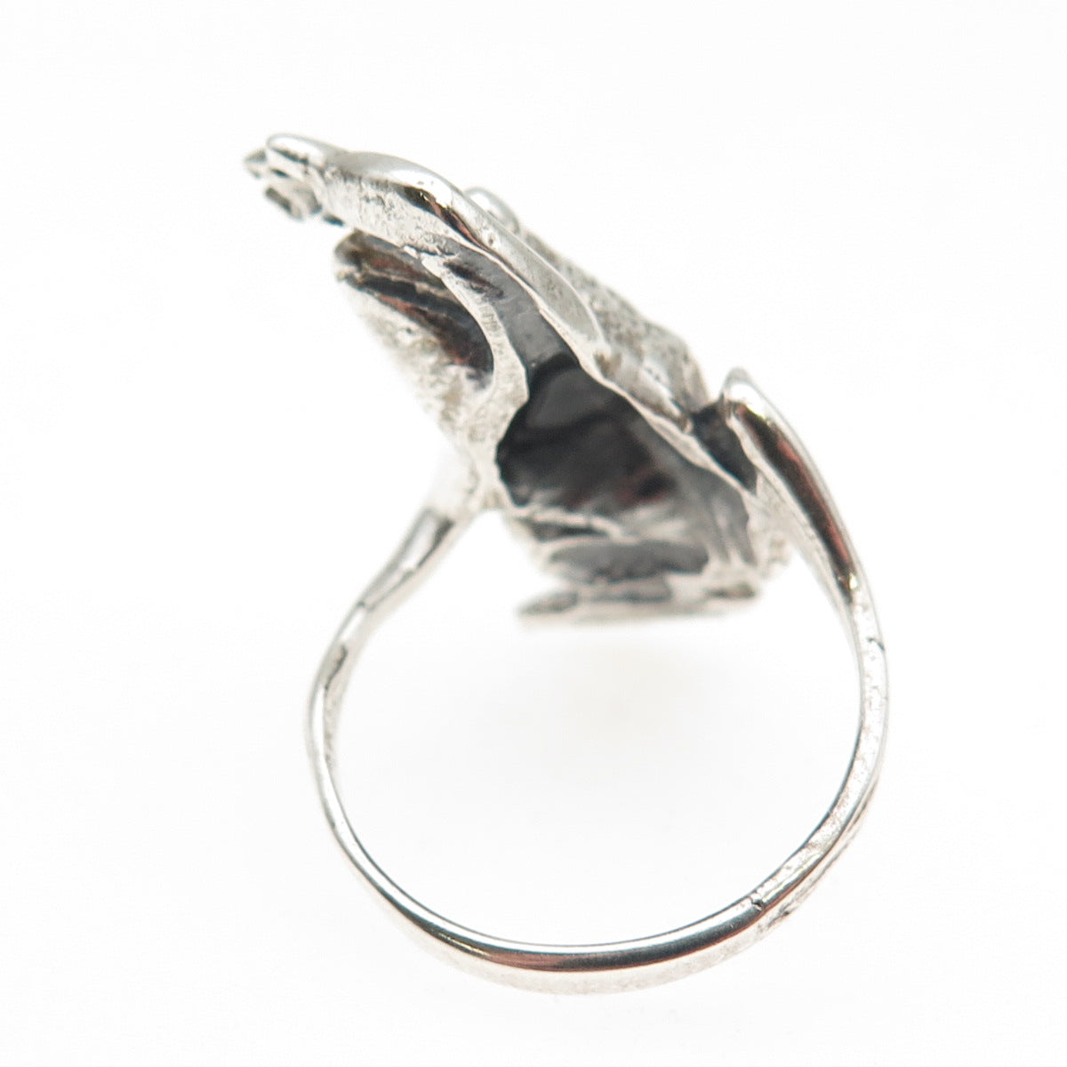 925 Sterling Silver Vintage Frog Good Luck Oxidized Ring Size 6.75