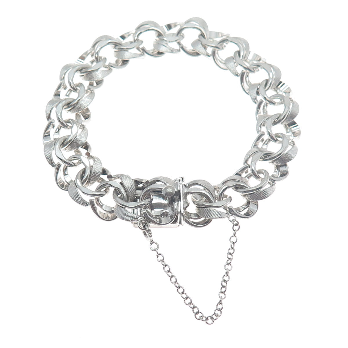 AMERICAN 925 Sterling Silver Antique Art Deco Bismark Link Bracelet 7.25"
