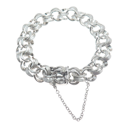 AMERICAN 925 Sterling Silver Antique Art Deco Bismark Link Bracelet 7.25"
