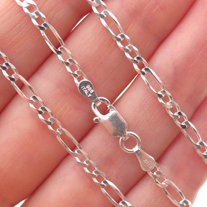 P. Lux 925 Sterling Silver Vintage Italy Figaro Chain Necklace 20"