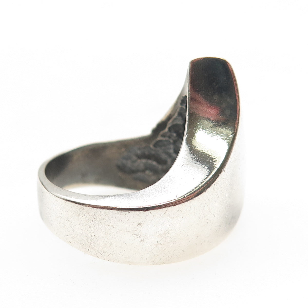 925 Sterling Silver Vintage Modernist Claw Oxidized Ring Size 7