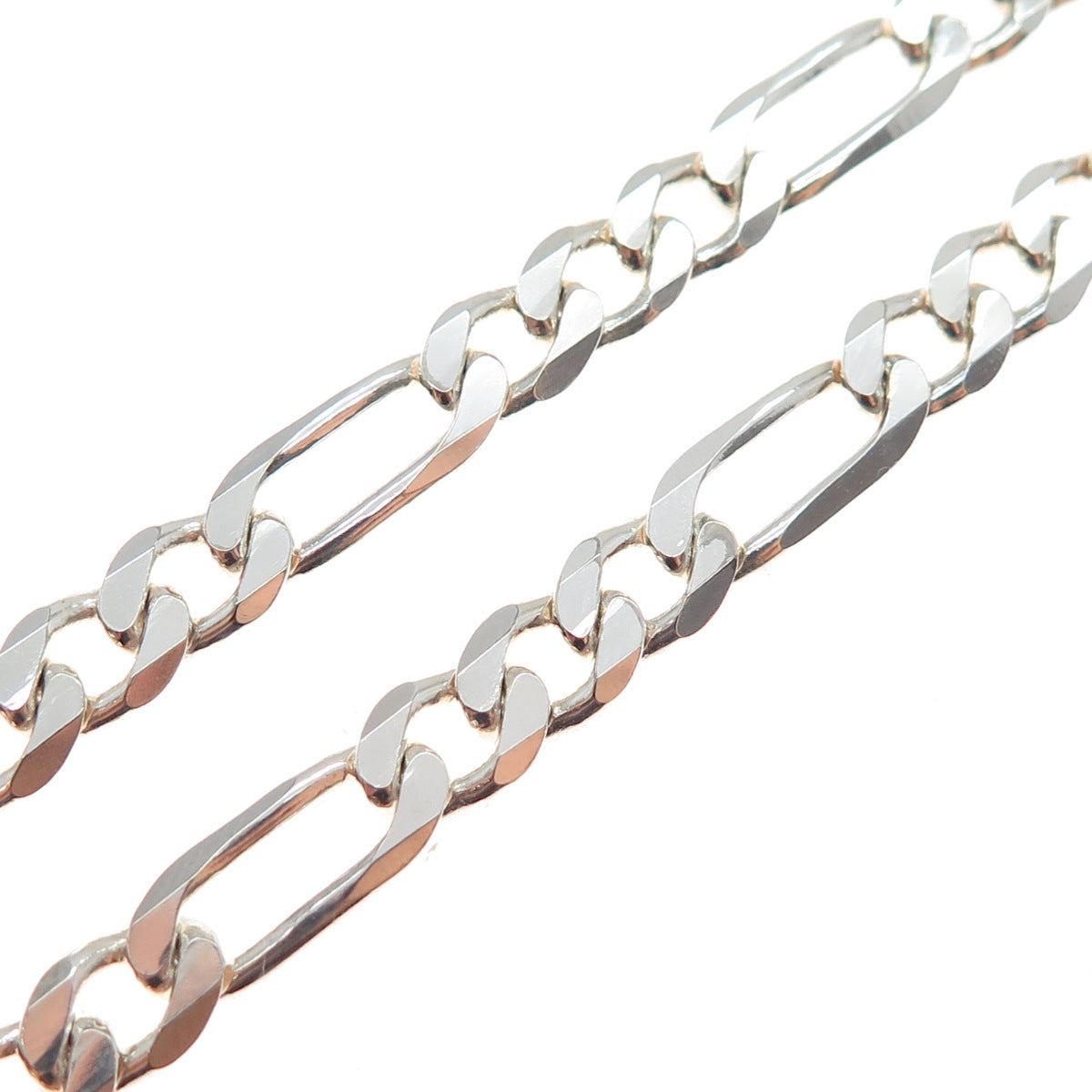 925 Sterling Silver Vintage Italy Figaro Chain Necklace 24"