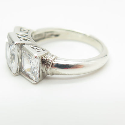 925 Sterling Silver Princess-Cut Shaped C Z Ring Size 8
