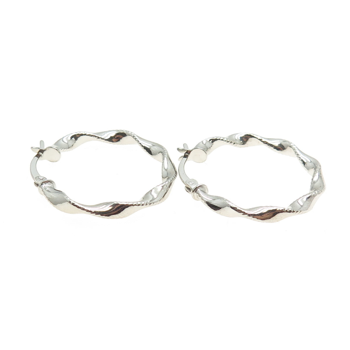 925 Sterling Silver Twisted Hinged Hoop Earrings