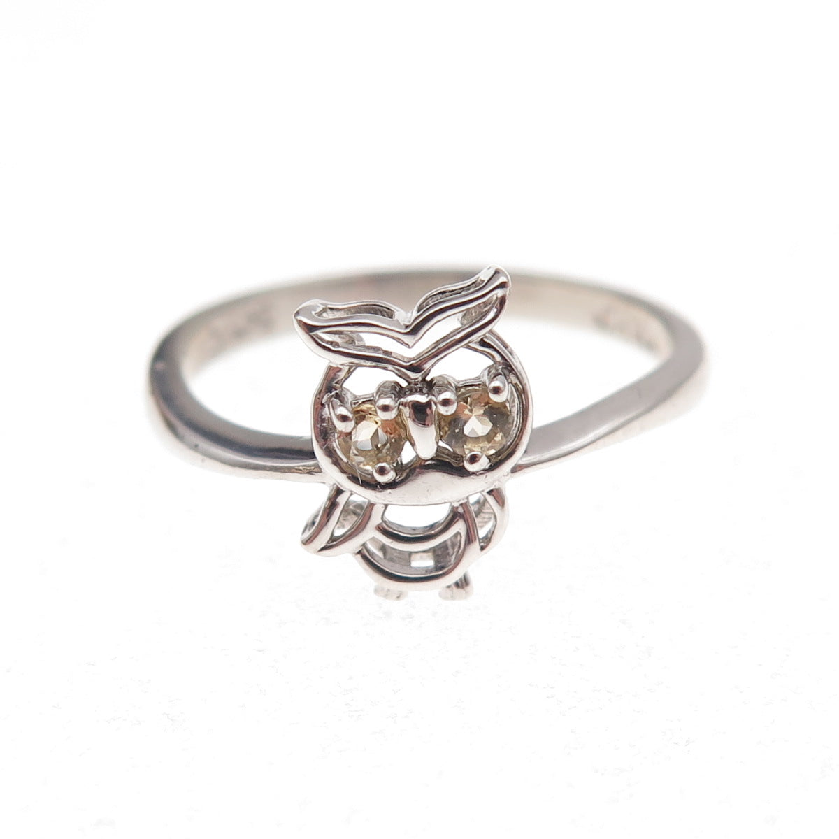 Ross Simons 925 Sterling Silver Real Smoky Quartz Wise Owl Ring Size 7