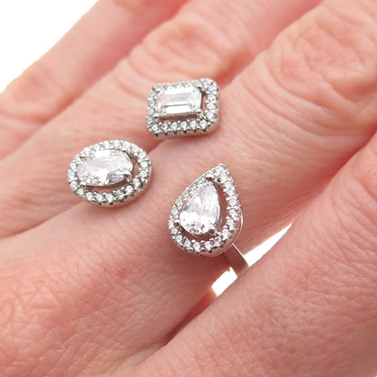 925 Sterling Silver Multi-Cut C Z Adjustable Ring Size 6