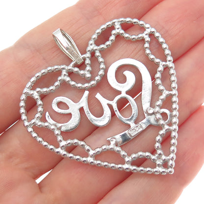 VAN DELL 925 Sterling Silver Vintage Love Ornate Heart Pendant