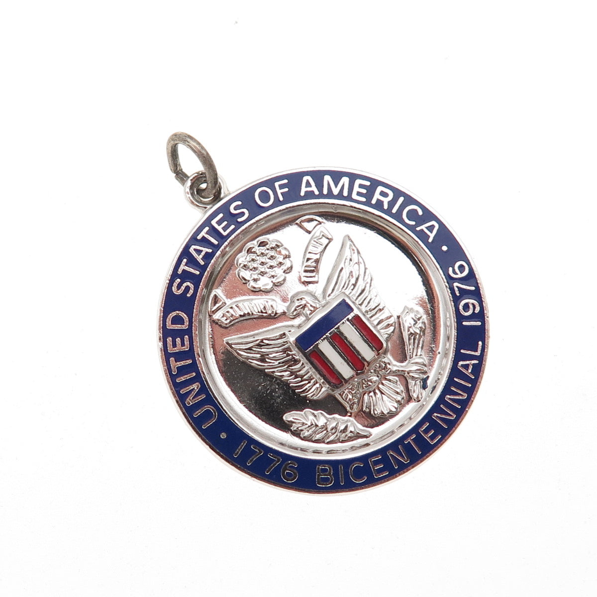 Griffith & Sons 925 Sterling Silver Vintage Enamel US Bicentennial Charm Pendant