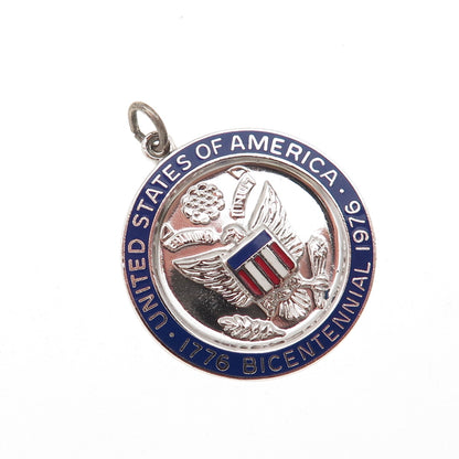 Griffith & Sons 925 Sterling Silver Vintage Enamel US Bicentennial Charm Pendant