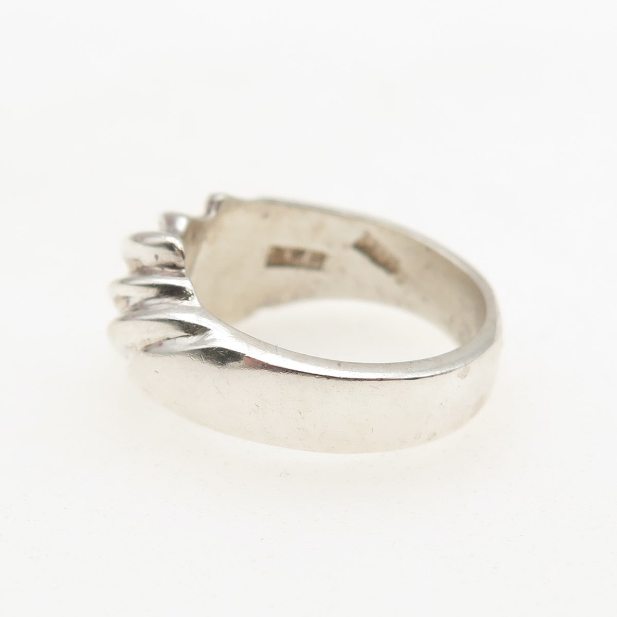 925 Sterling Silver Vintage Mexico Modernist Ribbed Ring Size 6