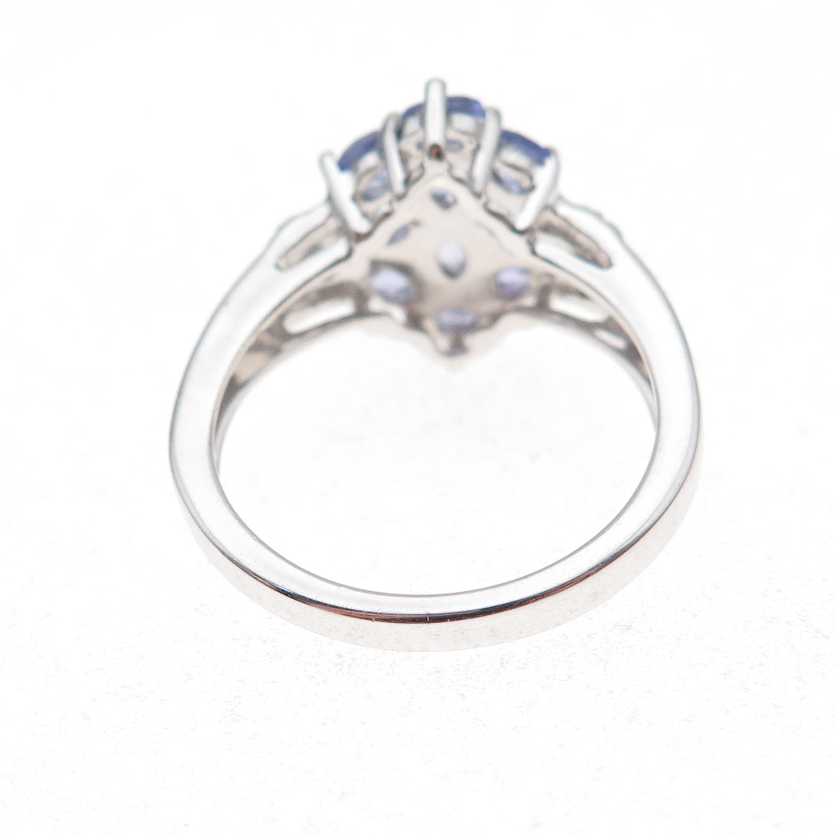 925 Sterling Silver Real Tanzanite & White Topaz Cluster Ring Size 8