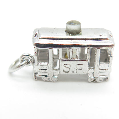 925 Sterling Silver Antique Art Deco San Francisco Cable Car Charm Pendant