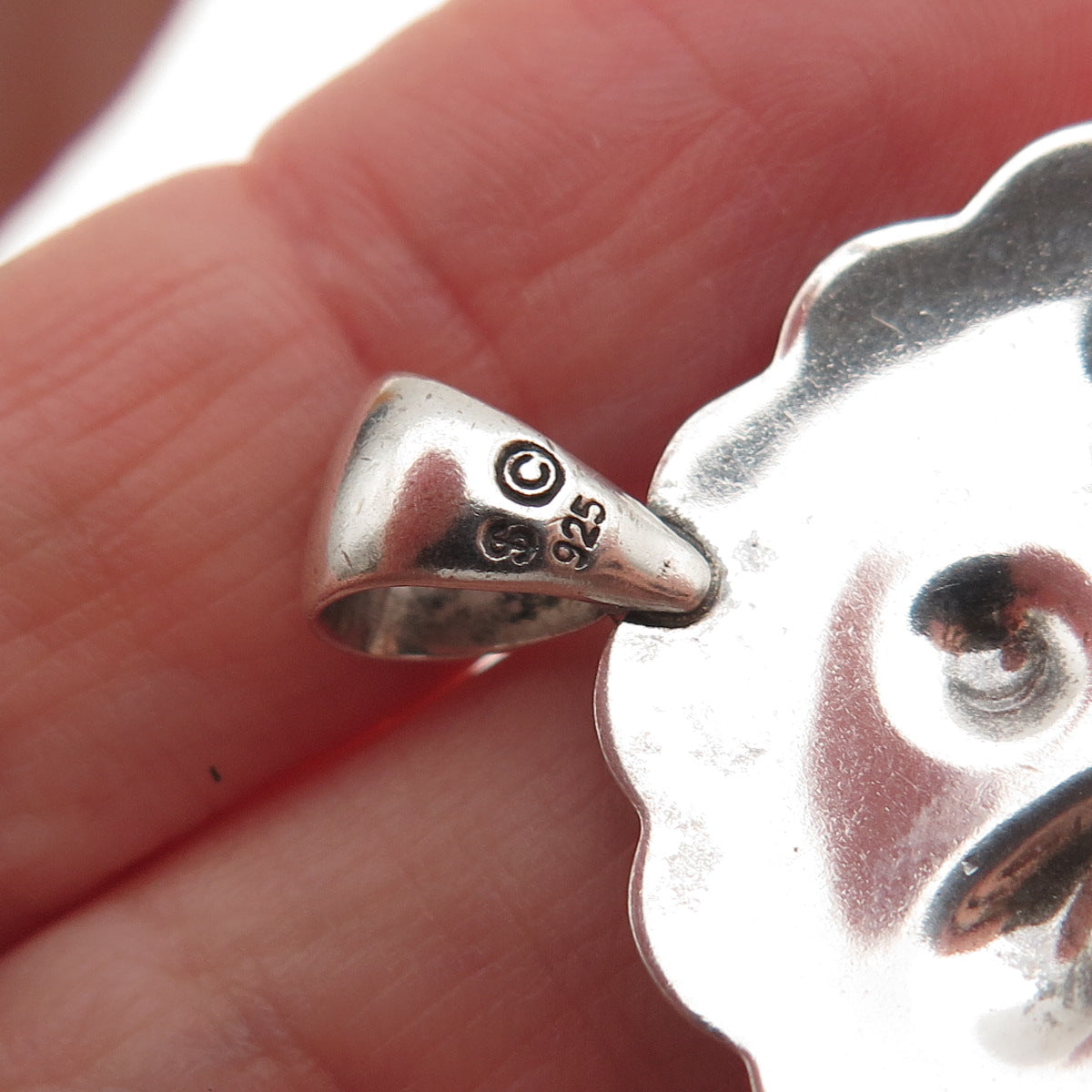 Shube Old Pawn 925 Sterling Silver Vintage Southwestern Angel Concho Pendant