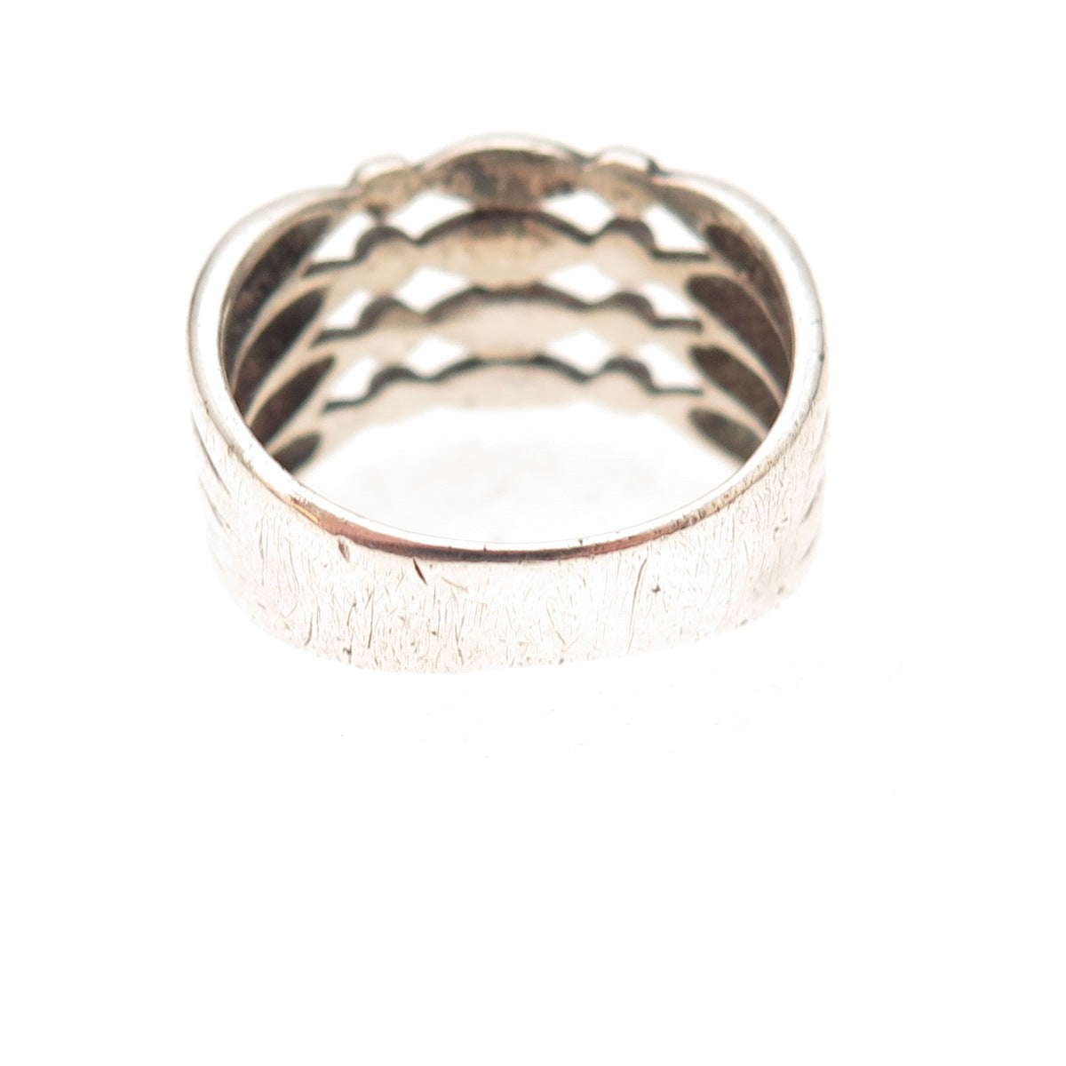 Boma 925 Sterling Silver Vintage Modernist 4-Row Oxidized Ring Size 5