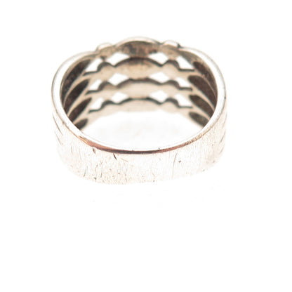 Boma 925 Sterling Silver Vintage Modernist 4-Row Oxidized Ring Size 5