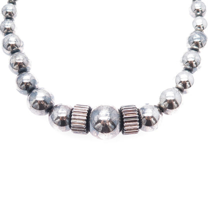 925 Sterling Silver Vintage Modernist Oxidized Beaded Chain Necklace 18"